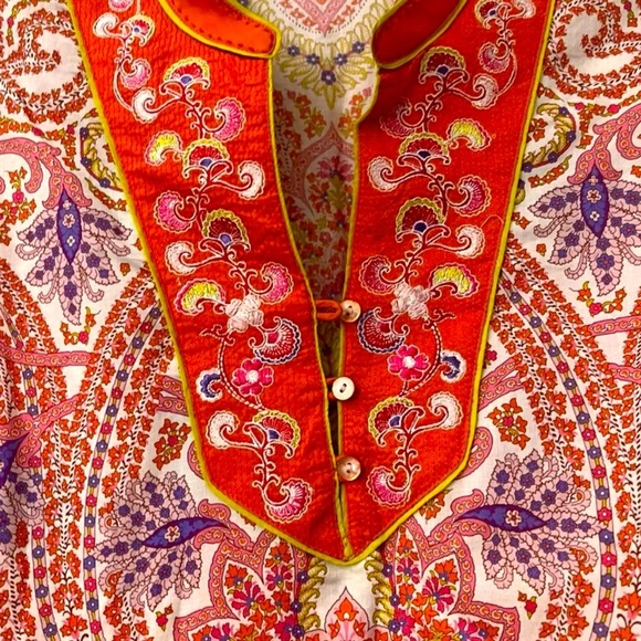 ROBERT GRAHAM Cotton Orange
Floral Paisley 3/4 Sleeve Tunic Blouse - Picture 3 of 7